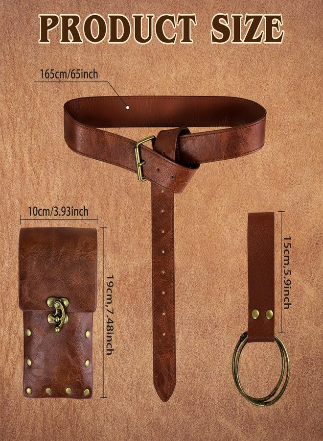 Orgoue Renaissance Belt Pouch Waist Bag Fanny Pack, Steampunk Phone Holder Medieval Leather Skirt Hike Costume Accessories - Image 2